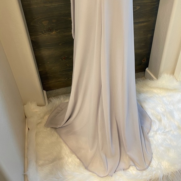 NEW Lulus Dearly Loved Light Grey Flutter Sleeve Maxi Dress NWT Size XS - Picture 8 of 14